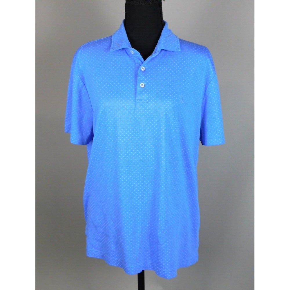 Polo by Ralph Lauren Cornflower Blue Polka Dot Custom Fit Polo Shirt Size Large